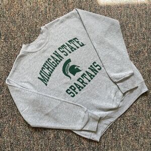 Y2K Michigan State Spartans Fruit of the Loom Gray Crewneck Sweatshirt Small